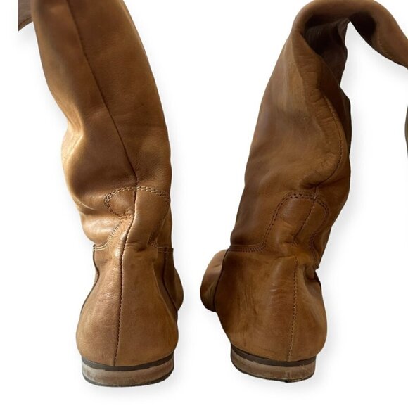 Jonak Paris Tan Distressed Leather Pull on Flat Boots, Size 39/40 EU, - Picture 9 of 16